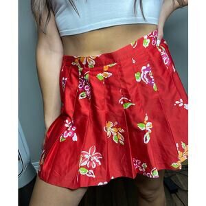 TAIL Vintage Red Floral Y2K 90s Soft Girl Pleated Tennis Skirt Womens Size 10